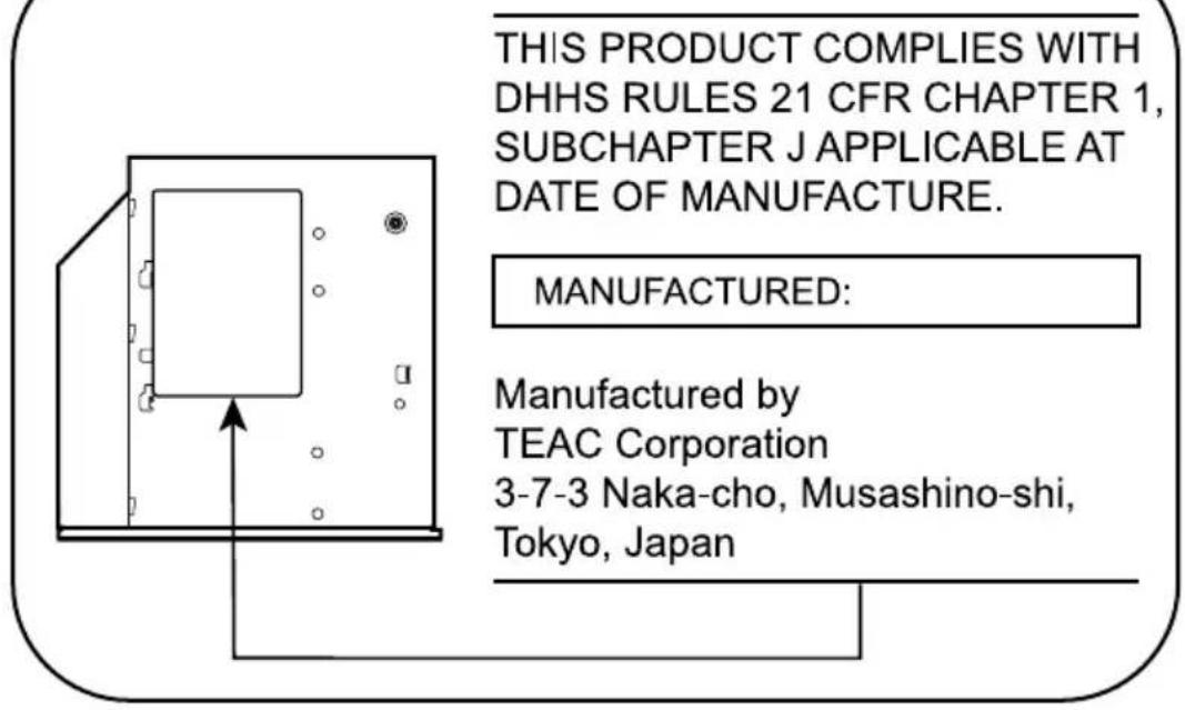 TOSHIBA Qosmio F20 - Location of the required label - 1