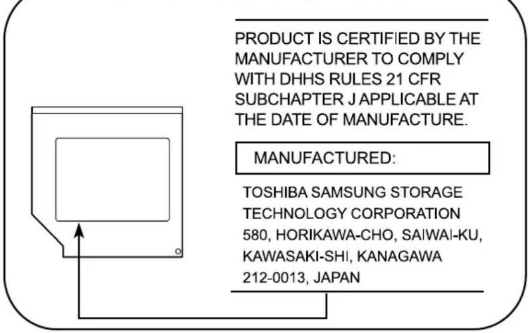 TOSHIBA Qosmio F20 - Location of the required label - 1