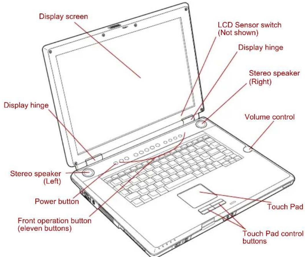 TOSHIBA Qosmio F20 - Front with the display open - 1