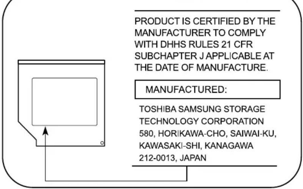 TOSHIBA Qosmio F20 - Location of the required label - 1