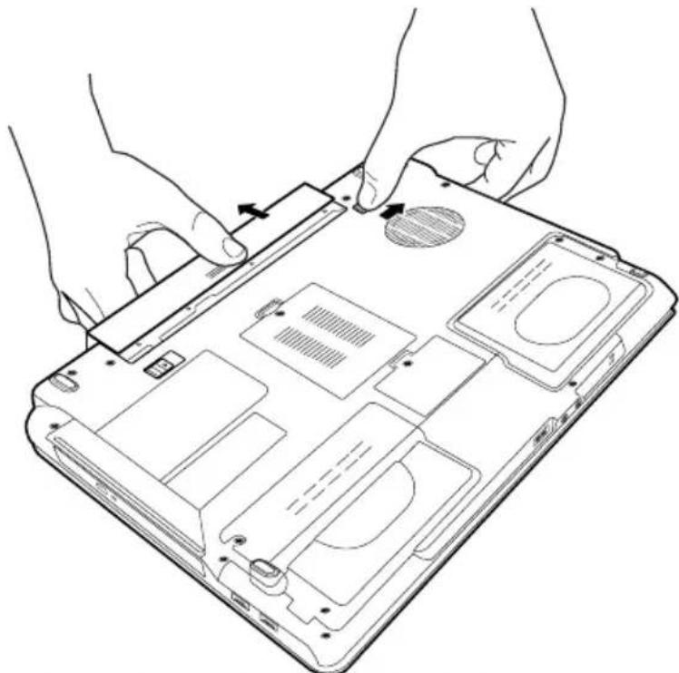 TOSHIBA Satellite A135 - Removing the battery from the computer - 2