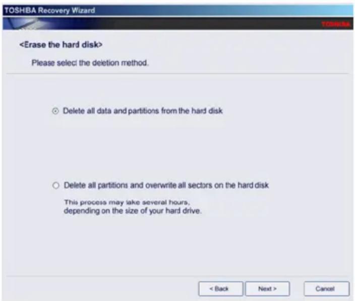 TOSHIBA Satellite A135 - Erasing the hard disk - 1