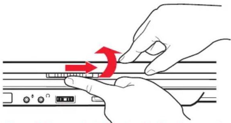 TOSHIBA Satellite A135 - Opening the display panel - 1