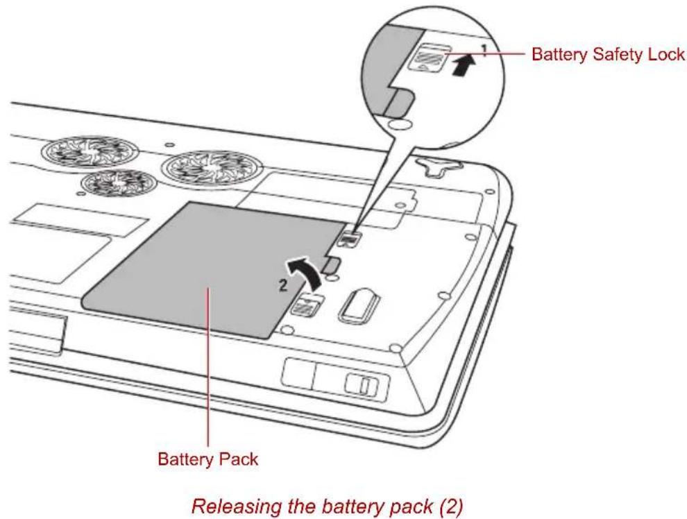 TOSHIBA Qosmio X300 - Replacing the battery pack - 3