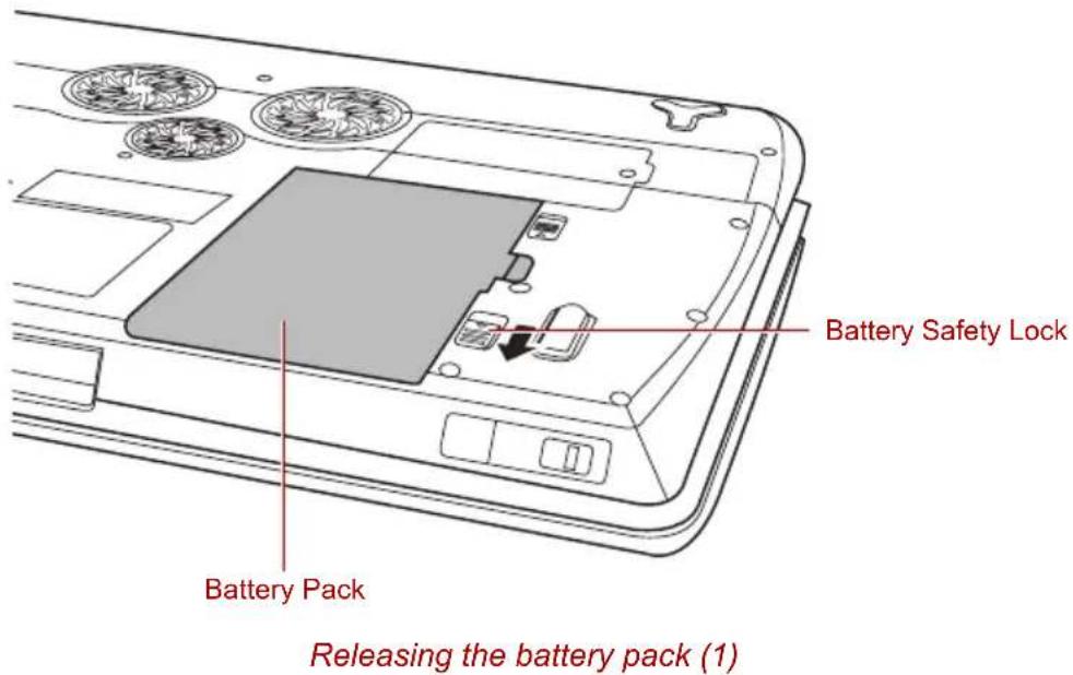 TOSHIBA Qosmio X300 - Replacing the battery pack - 2