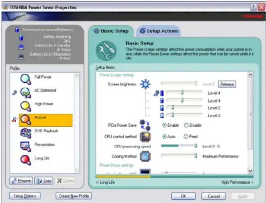 TOSHIBA Satellite U200 - Click Start, Control Panel, Performance and Maintenance, and then Toshiba Power Saver. - 1