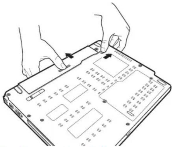 TOSHIBA Satellite U200 - Removing the battery from the computer - 2