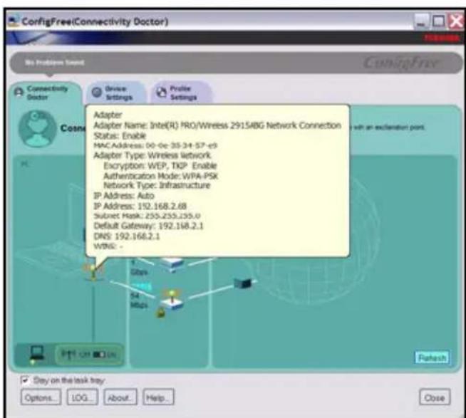 TOSHIBA Satellite U200 - Sample Connectivity Doctor screen - 1