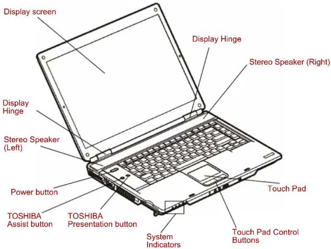 TOSHIBA Tecra A4 - Front with the display open - 1