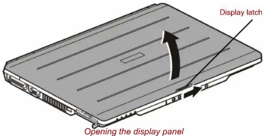 TOSHIBA Tecra A4 - Opening the display - 2