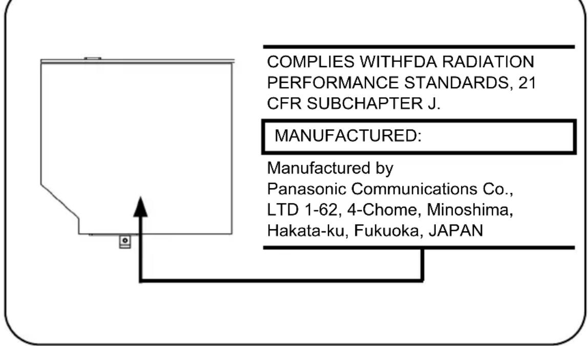 TOSHIBA Tecra A4 - Location of the required label - 1