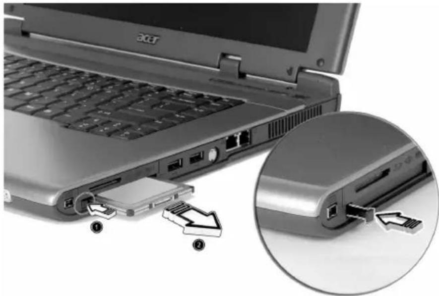 ACER TravelMate 4500 - Ejecting a PC Card - 1