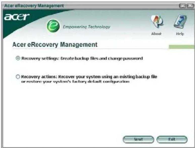 ACER TravelMate 4080 - Acer eRecovery Management - 1