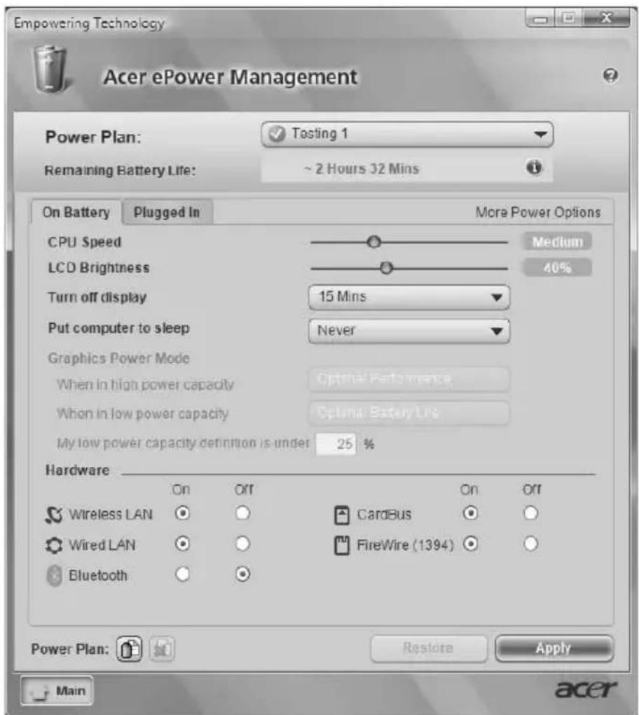 ACER TravelMate 6592G - Battery status - 1