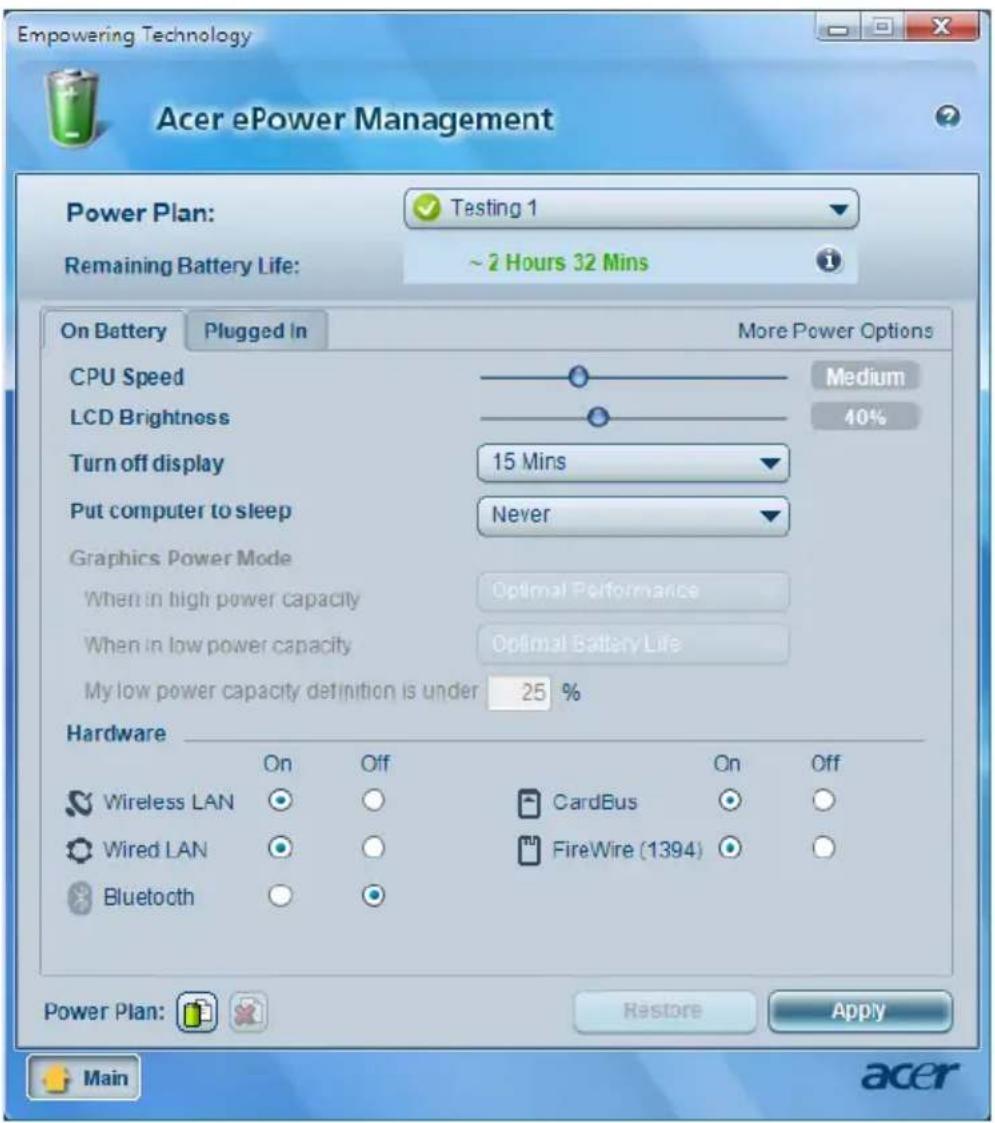 ACER TravelMate 8200 - Battery status - 1