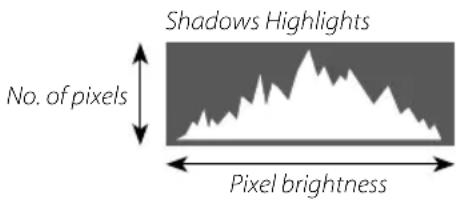 Shadows Highlights No. of pixels Pixel brightness