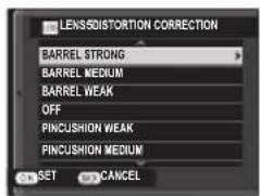LENS/DISTORTION CORRECTION BARREL STRONG BARREL MEDIUM BARREL WEAK OFF PINCUSHION WEAK PINCUSHION MEDIUM SET Cancel