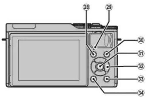 Diagram of a digital camera with numbered parts for identification