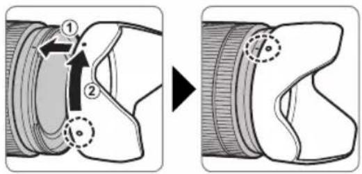 Diagram illustrating camera lens adjustment process, showing eye and lens positioning before and after change