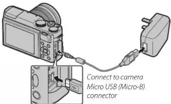 Connect to camera Micro USB (Micro-B) connector