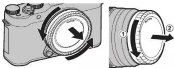Diagram showing camera lens adjustment mechanism with labeled parts ① and ②