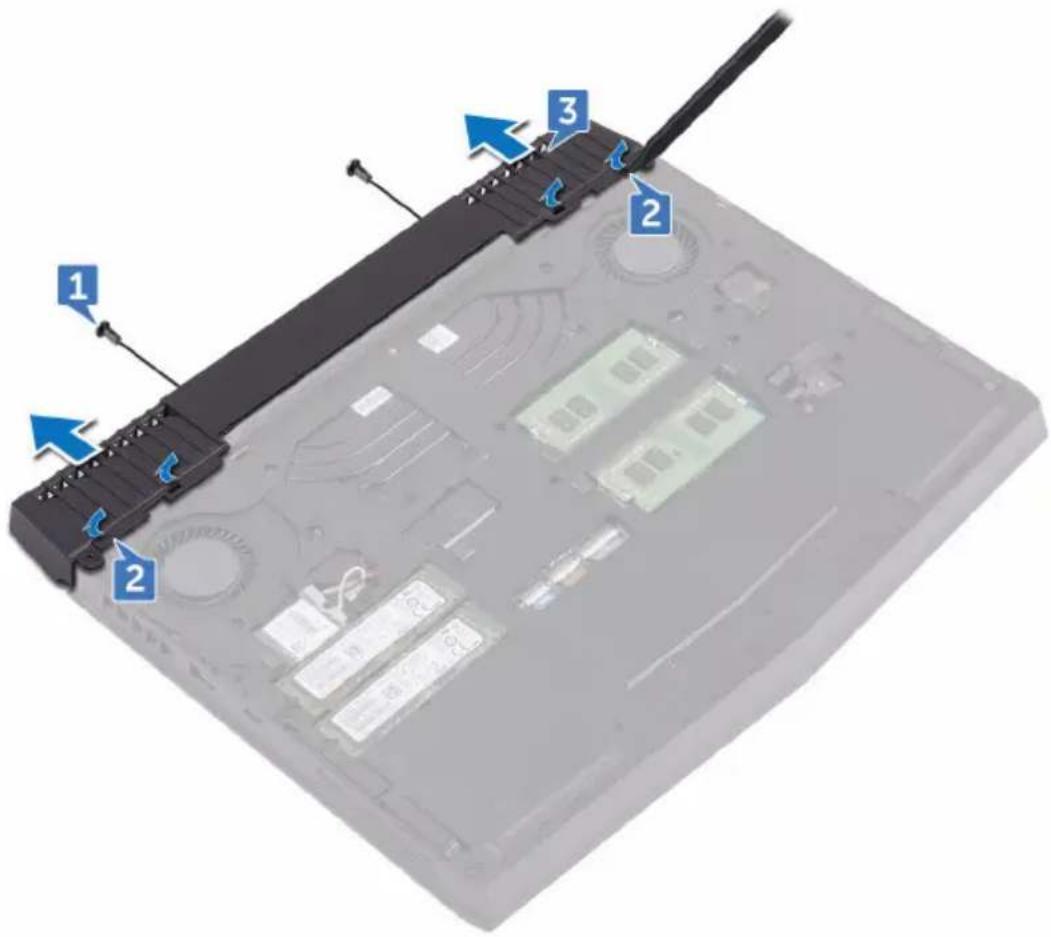 Labeled diagram of a computer chassis showing numbered components and cable connections