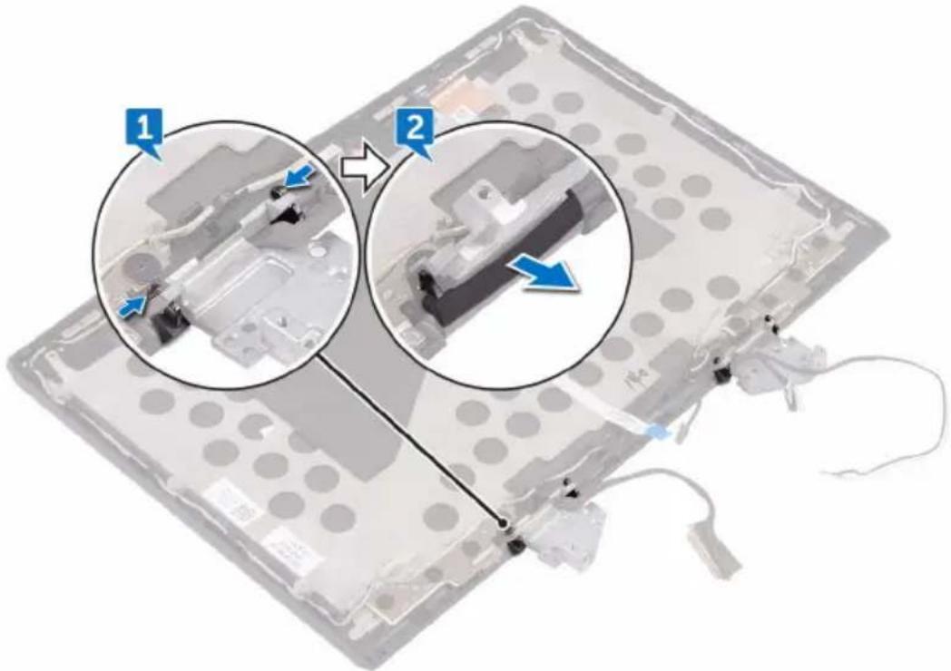 Diagram showing two views of a device with labeled components and directional arrows indicating movement or assembly.