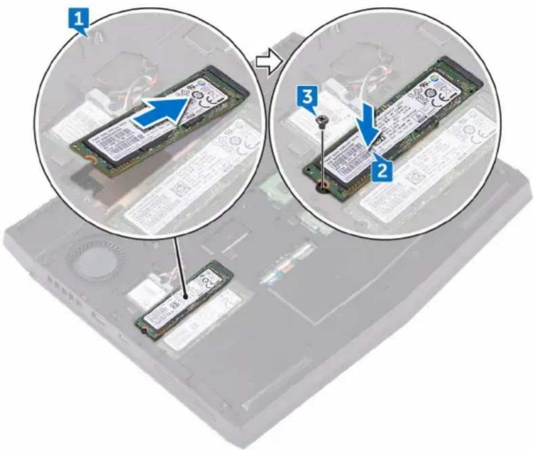 Diagram showing three steps of installing a 3D RAM module on a computer motherboard, with labeled components and arrows indicating assembly.