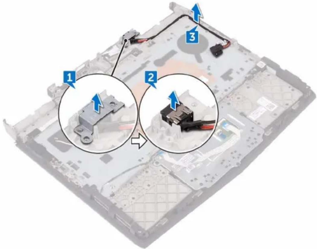 Laptop interior diagram with numbered annotations highlighting mechanical components and wiring connections