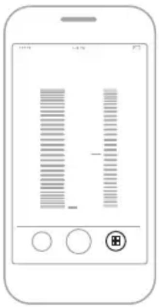 Mobile phone screen displaying a barcode with horizontal bars and control buttons below