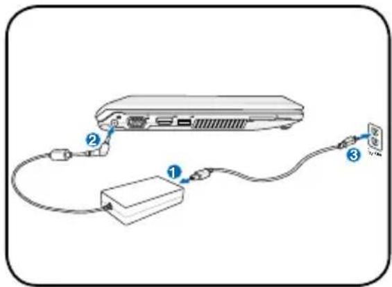 ASUS Eee PC Lamborghini VX6 - Install the battery pack 2. Connect the AC power adapter - 2