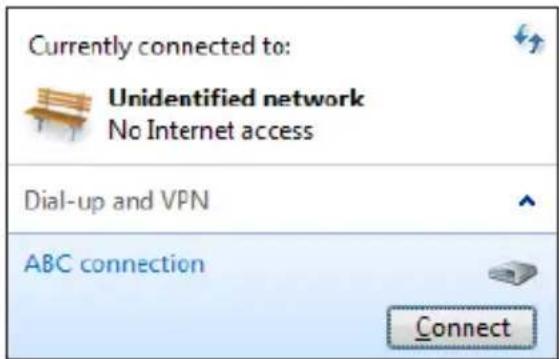 ASUS Eee PC 1005HAG - Click the network icon in the taskbar and click the connection you just created. - 1