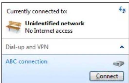 ASUS Eee PC 1005PEG - Click the network icon in the taskbar and click the connection you just created. - 1