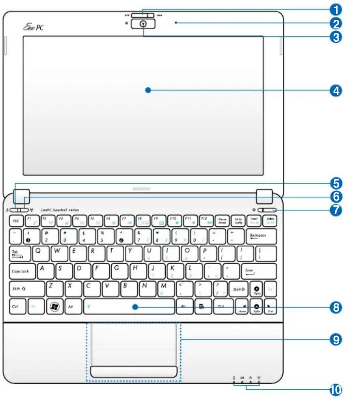 ASUS Eee PC 1015T - Top Side - 2