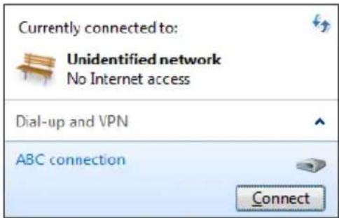 ASUS Eee PC 1008P - Click the network icon in the taskbar and click the connection you just created. - 1