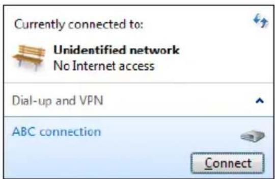 ASUS Eee PC 1011CX - Click the network icon in the taskbar and click the connection you just created. - 1