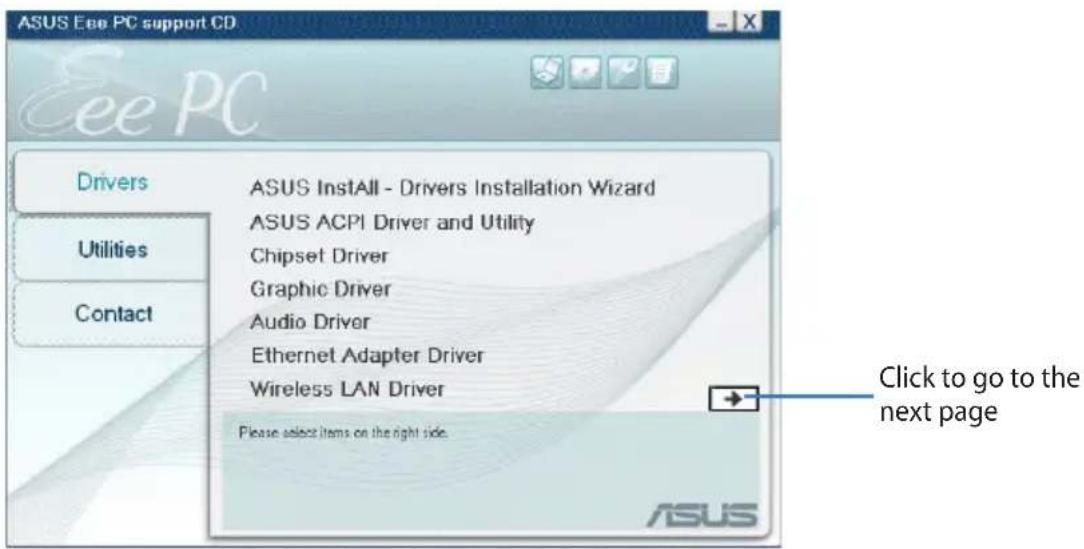 ASUS Eee PC 1000HE - Drivers menu - 1