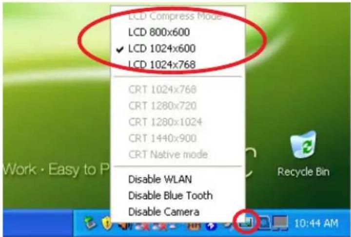 ASUS Eee PC 1000HE - Adjusting the display resolution - 1