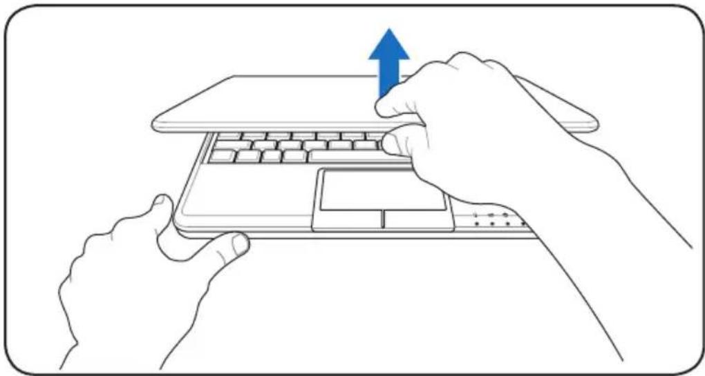 ASUS Eee PC 1000HE - Open the display panel - 1