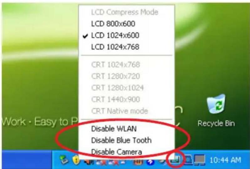 ASUS Eee PC 1000HE - Enabling and Disabling Devices - 1
