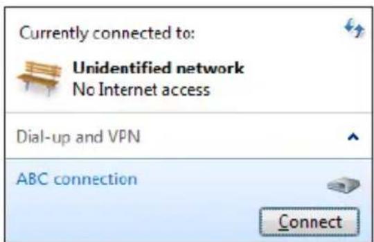 ASUS Eee PC 1016PT - Click the network icon in the taskbar and click the connection you just created. - 1
