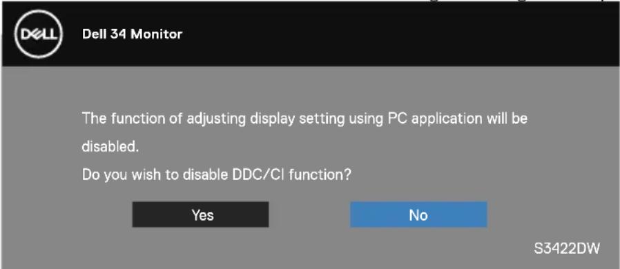 DELL S Series S3422DW - OSD warning messages - 2