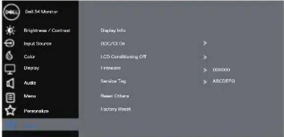 DELL S Series S3422DW - Accessing the OSD menu - 22