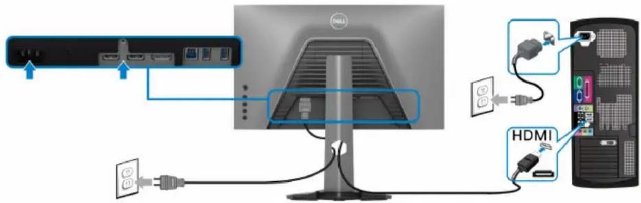DELL S2522HG - HDMI Kabel und das Netzkabel anschließen - 1