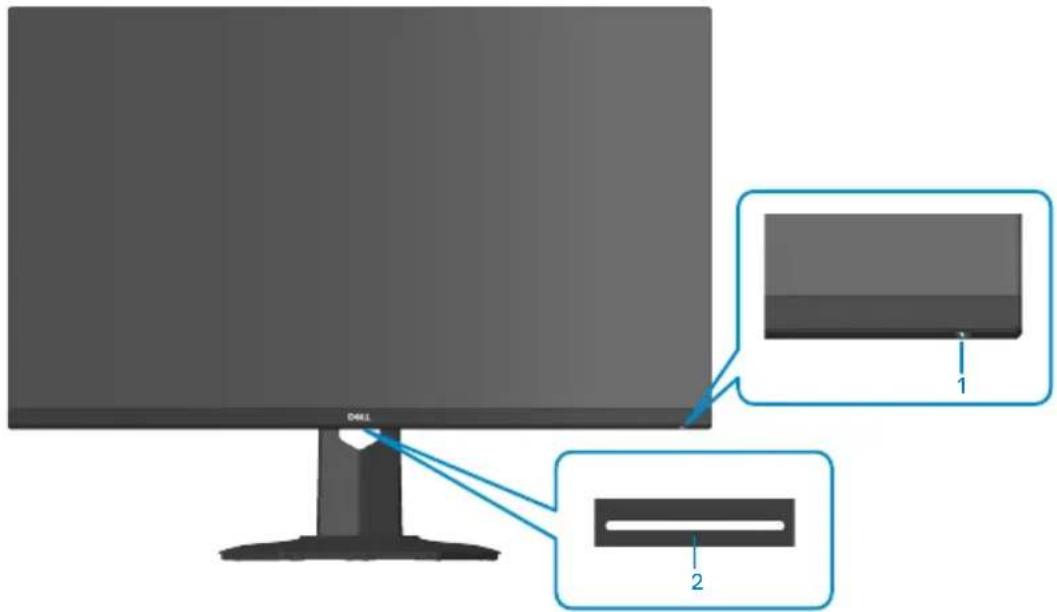 DELL S3222DGM - Übersicht über Einzelteile und Bedienelemente - 1