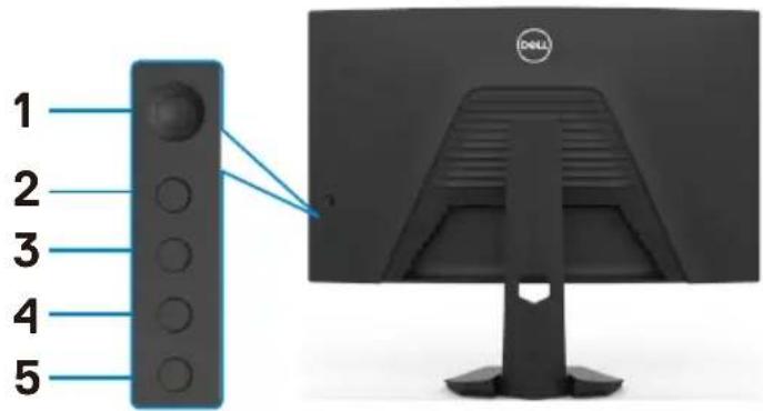 DELL S2722DGM - Locking the rear-panel control buttons - 1