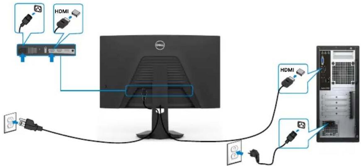 DELL S2722DGM - Connecting the HDMI cable - 1