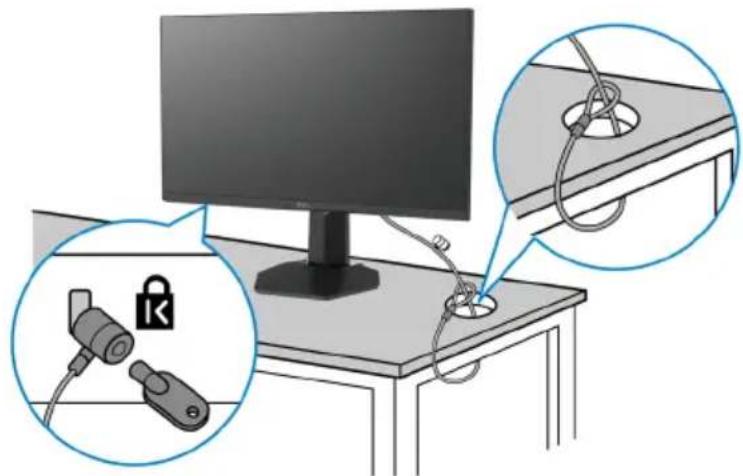 DELL S2722DGM - Securing the monitor using Kensington lock (optional) - 1