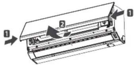 Diagram of a refrigerant unit with labeled components and directional arrows indicating flow or movement.