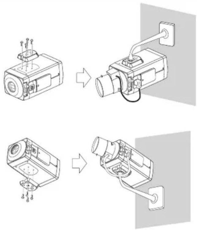 Technical diagram showing three stages of a mechanical device assembly with labeled components and directional arrows indicating process flow.